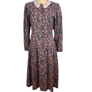 VINTAGE Lanz Originals Floral Dress Modest Size 8